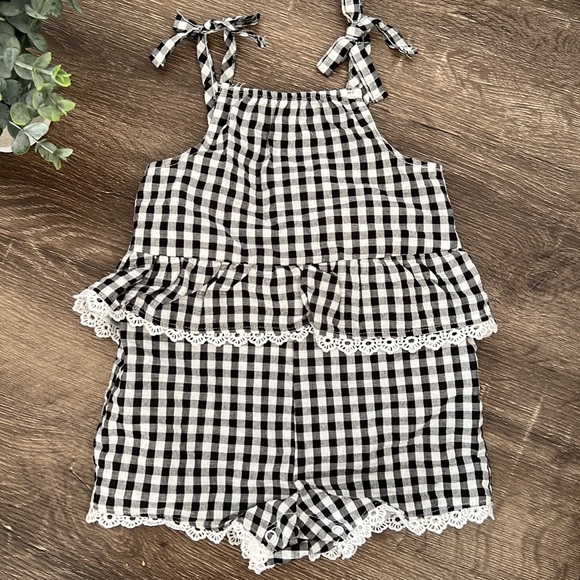 NEW Jessica Simpson Toddler Girls Black & White Gingham Plaid Romper - Size 18M - Picture 4 of 12
